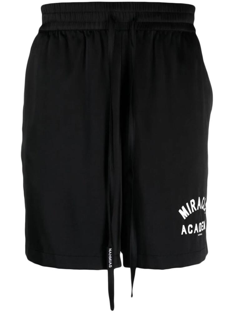 Nahmias graphic-print silk shorts - Black Cover