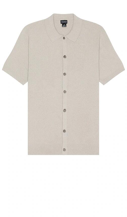 Club Monaco Short Sleeve Micro Boucle Shirt in Grey Cover