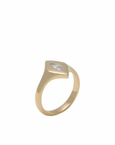 P D Paola Kate Stamp Ring Woman Ring Gold 925/1000 Silver, 750/1000 gold plated, Zirconia Cover