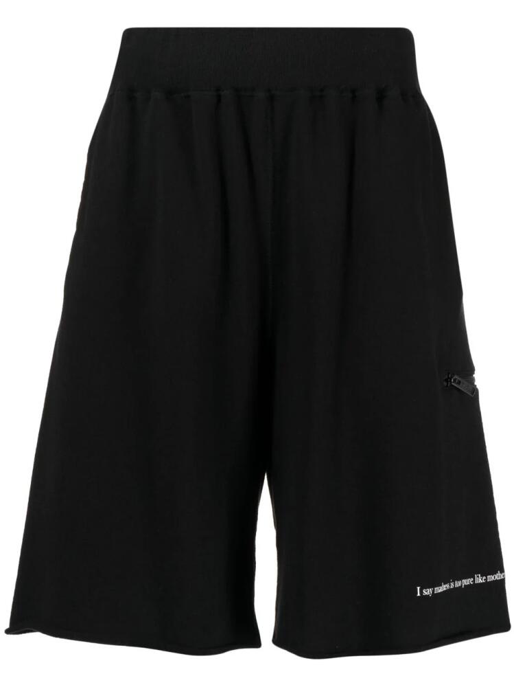 Undercover slogan-print cotton track shorts - Black Cover