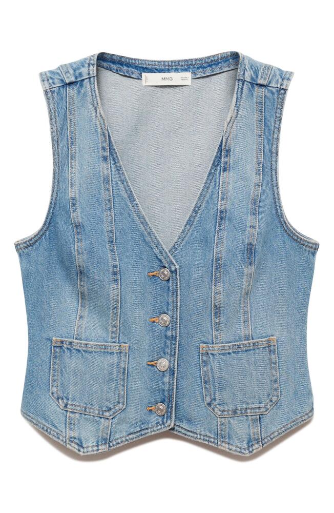 MANGO Denim Vest in Medium Blue Cover