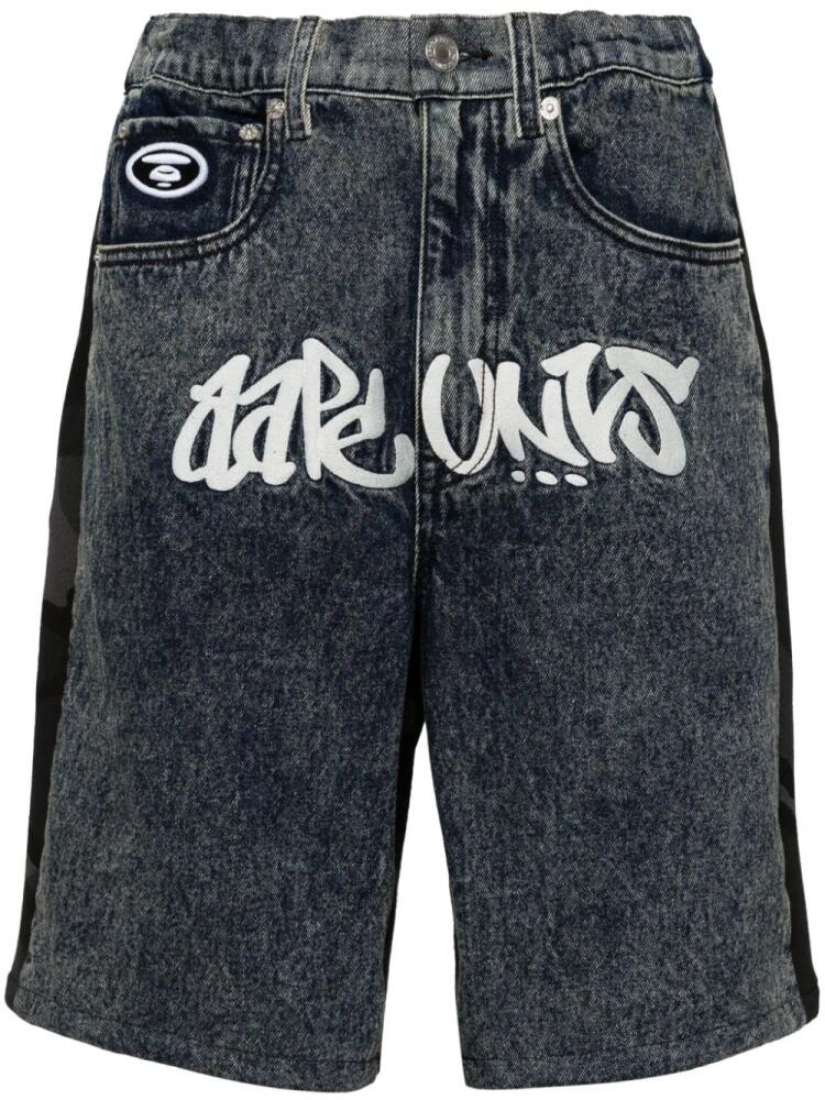 AAPE BY *A BATHING APE® embroidered panelled shorts - Blue Cover