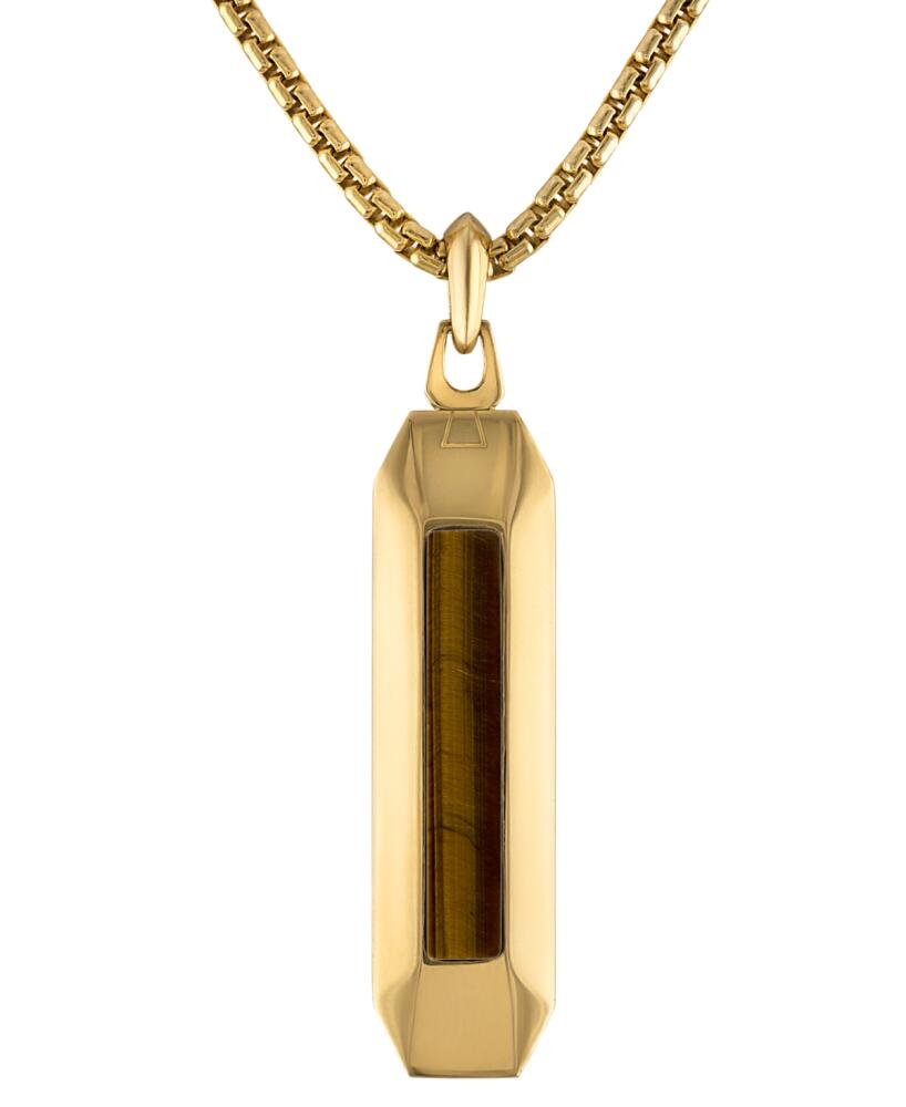 Bulova Stainless Steel Gemstone Pendant Necklace, 24" + 2" extender - Gold Tone Cover