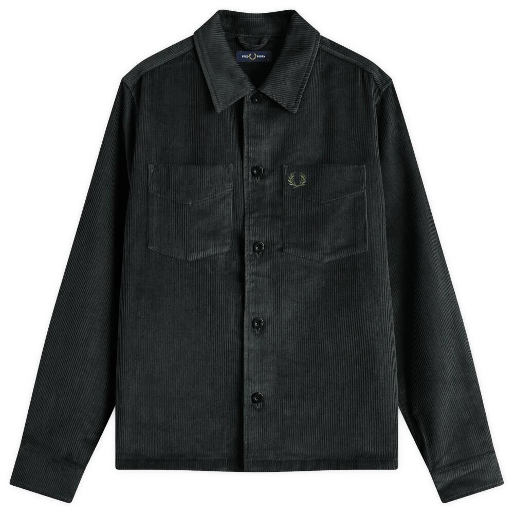 Fred Perry Men's Corduroy Overshirt in Night Green Cover