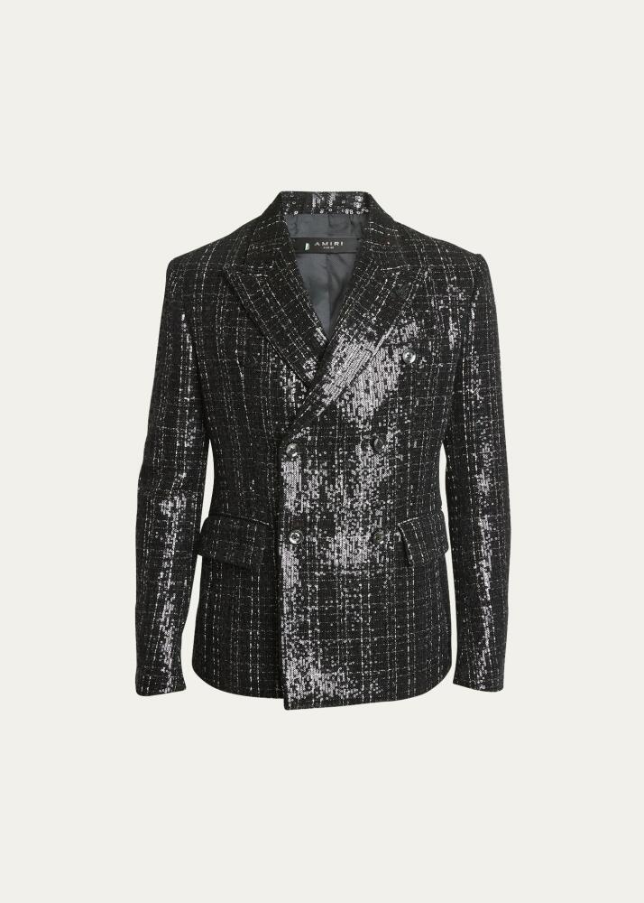 Amiri Men's Sequined Boucle Double-Breasted Blazer Cover