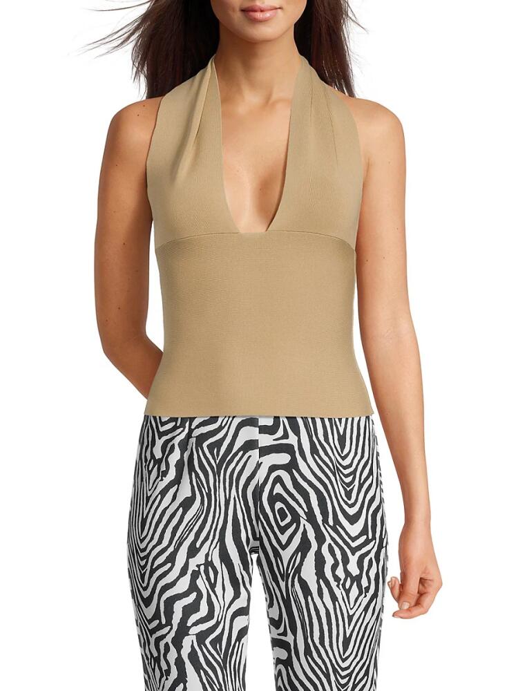 WeWoreWhat Women's Fitted Halterneck Top - Oatmeal Cover