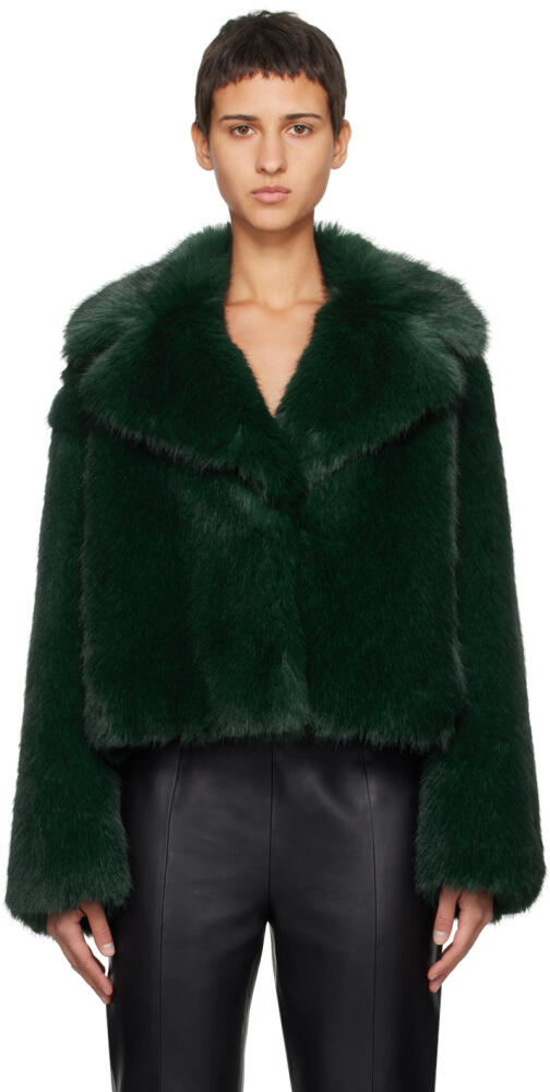 Stand Studio Green Samara Faux-Fur Jacket Cover