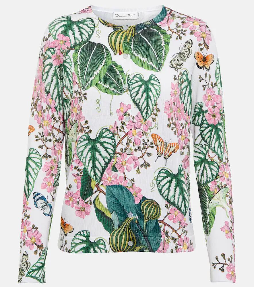 Oscar de la Renta Floral cotton-blend knit cardigan Cover