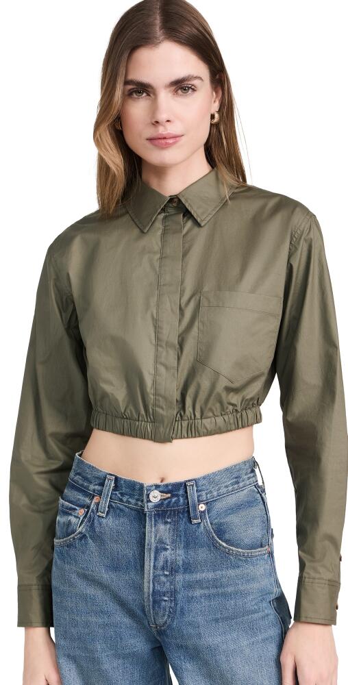 Good American Coated Poplin Crop Shirt Fatigue001 Cover