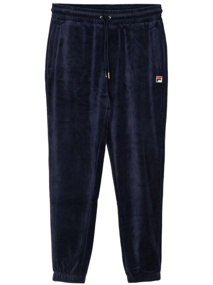 Fila logo-appliqué velour track pants - Blue Cover