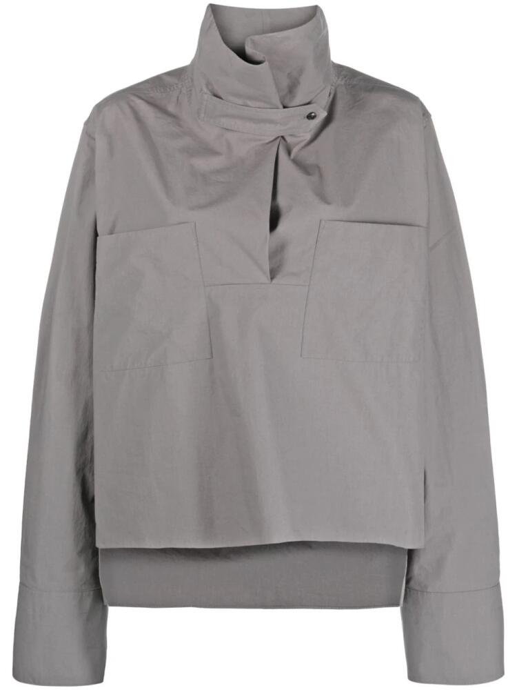 QUIRA high-neck cotton blouse - Grey Cover