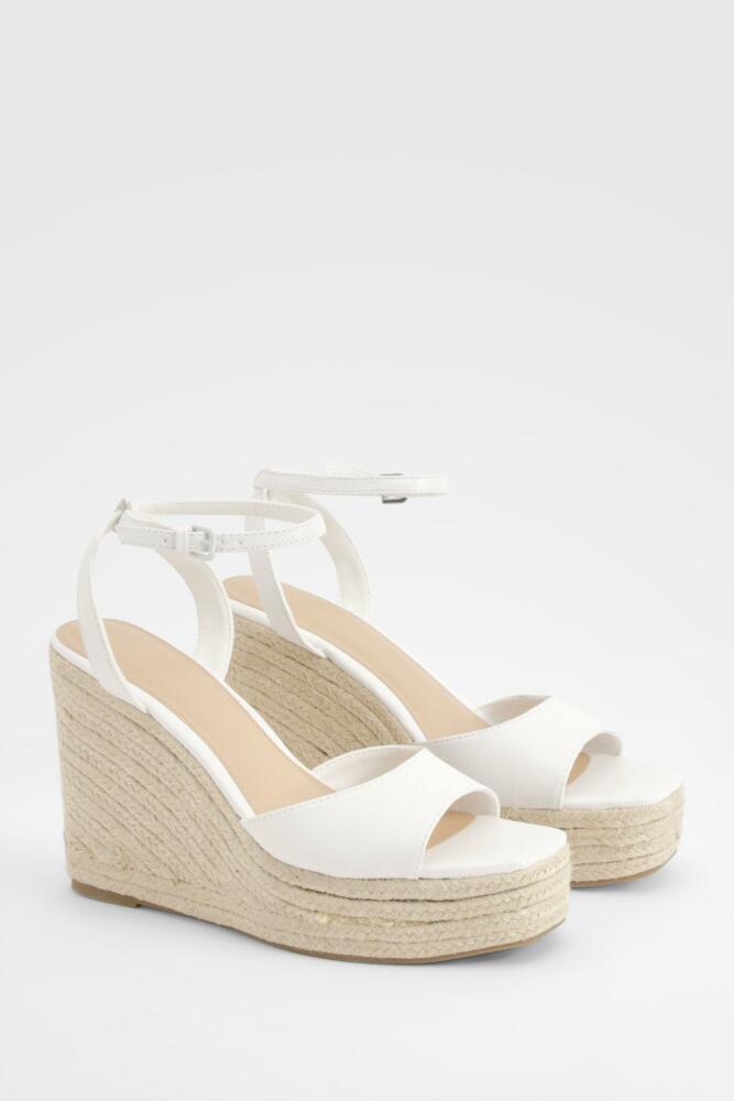 boohoo Womens Peep Toe Espadrille Wedges - White Cover