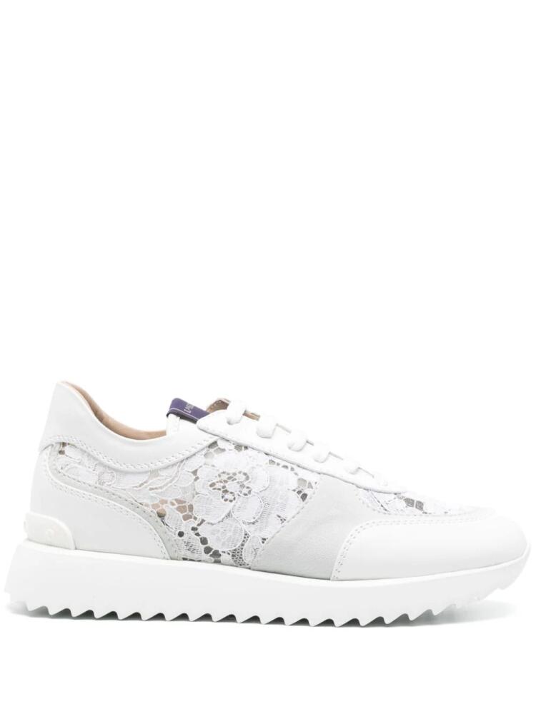 Le Silla chantilly-lace leather sneakers - White Cover