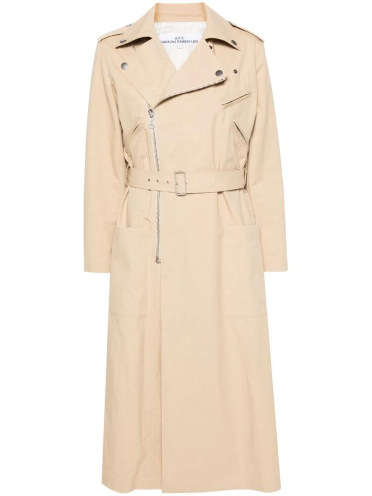 A.P.C. cotton-blend maxi trench coat - Neutrals Cover