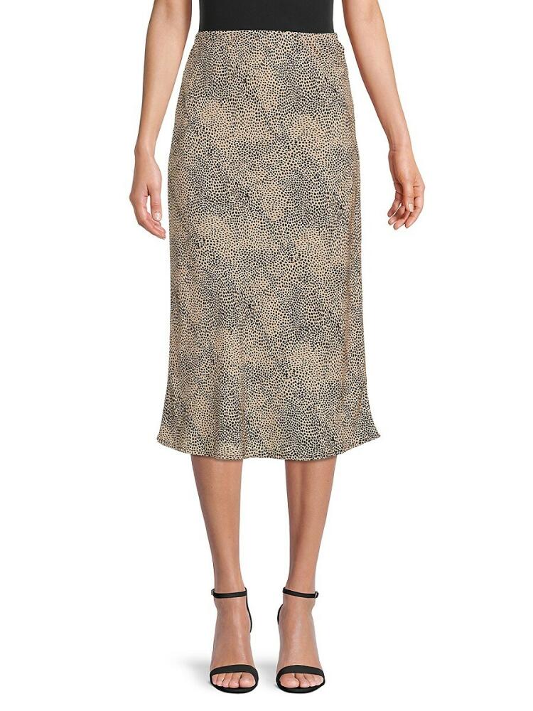 Renee C. Women's Ditsy Print Midi Skirt - Taupe Cover