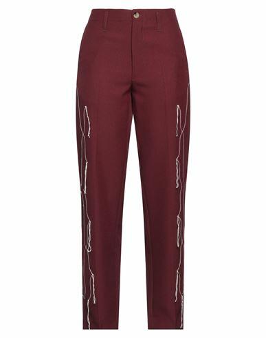 Golden Goose Woman Pants Burgundy Polyester, Virgin Wool Cover