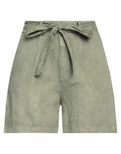 Yes Zee By Essenza Woman Shorts & Bermuda Shorts Military green Linen Cover