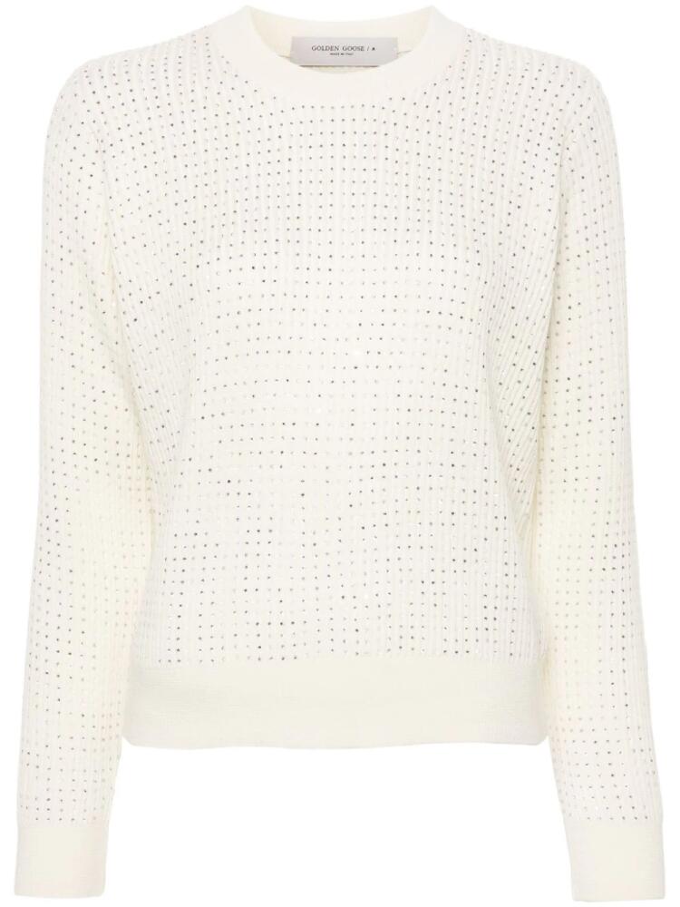 Golden Goose crystal embellished virgin wool jumper - White Cover