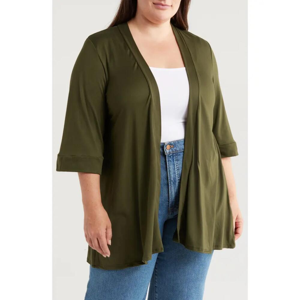 24seven Comfort Apparel Open Front Cardigan in Olive Cover