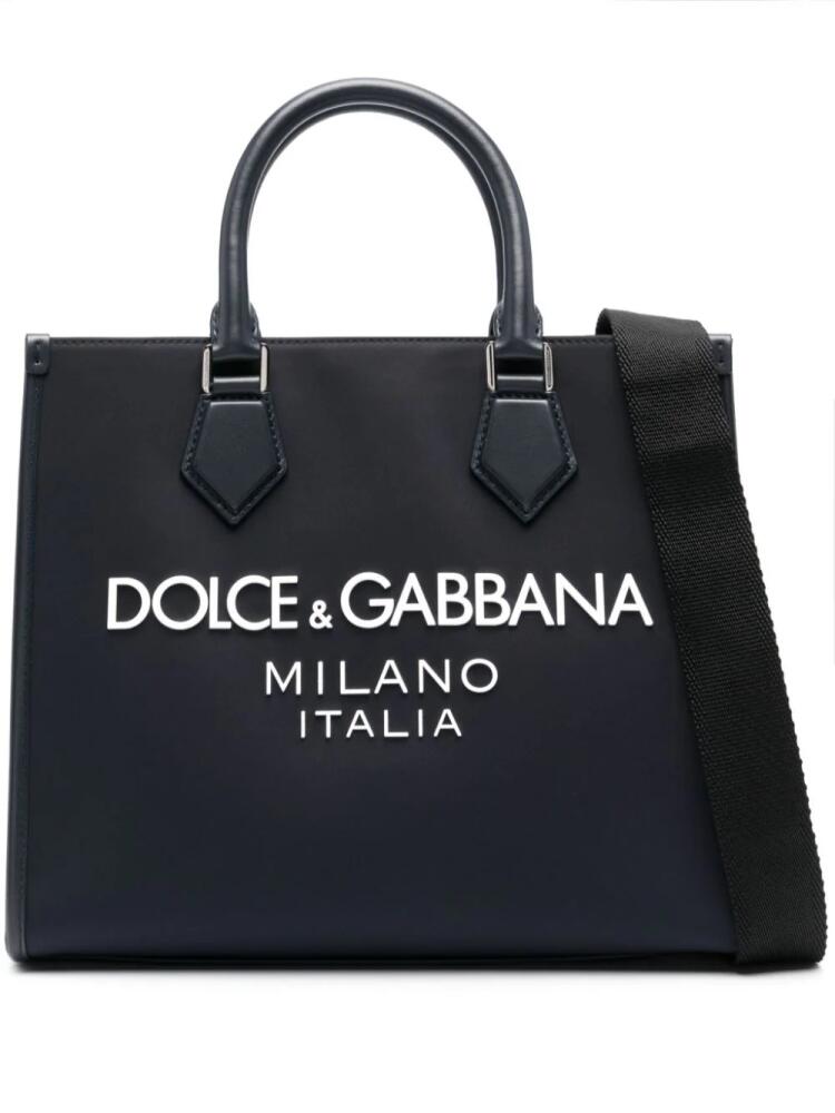 Dolce & Gabbana logo-embossed canvas tote bag - Blue Cover