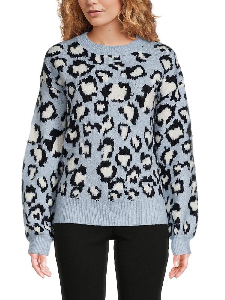 Lea & Viola Women's Leopard Print Sweater - Blue Multi Cover