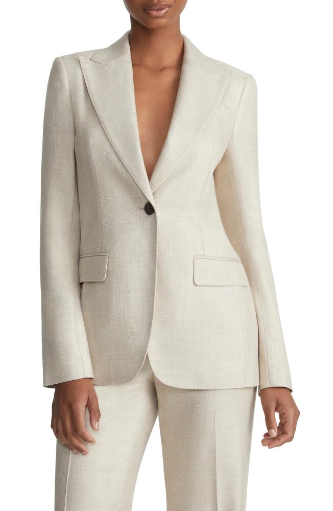 Lafayette 148 New York Peaked Lapel Viscose Twill Blazer in Birch Bark Multi Cover