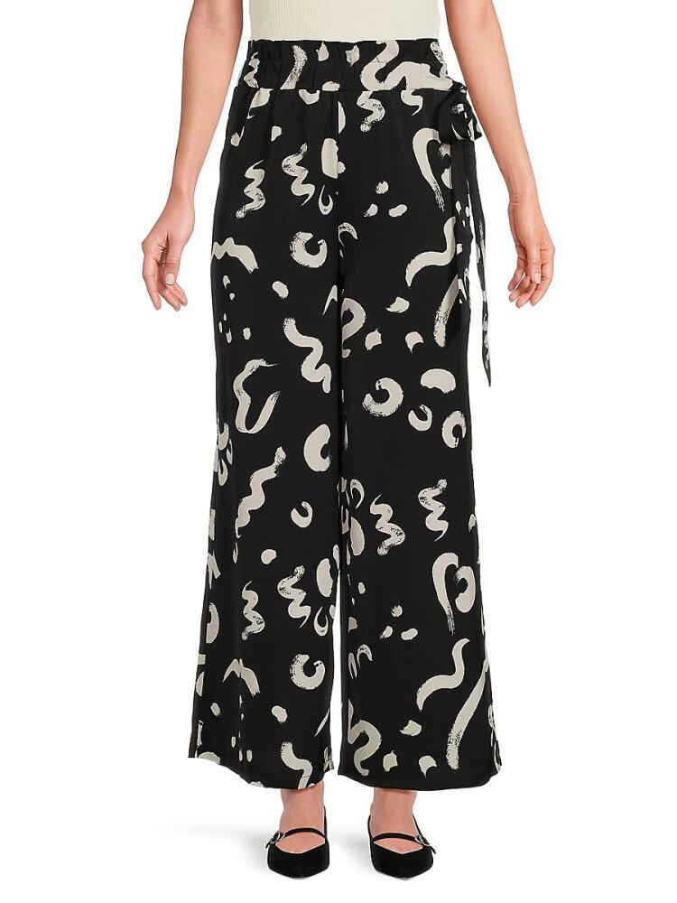 Patrizia Luca Women's Tie Wide Leg Pants - Black Cover