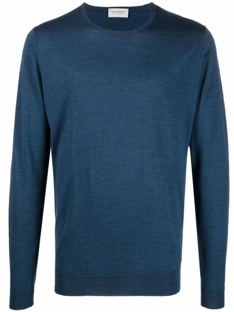 John Smedley fine-knit ribbed-trim jumper - Blue Cover