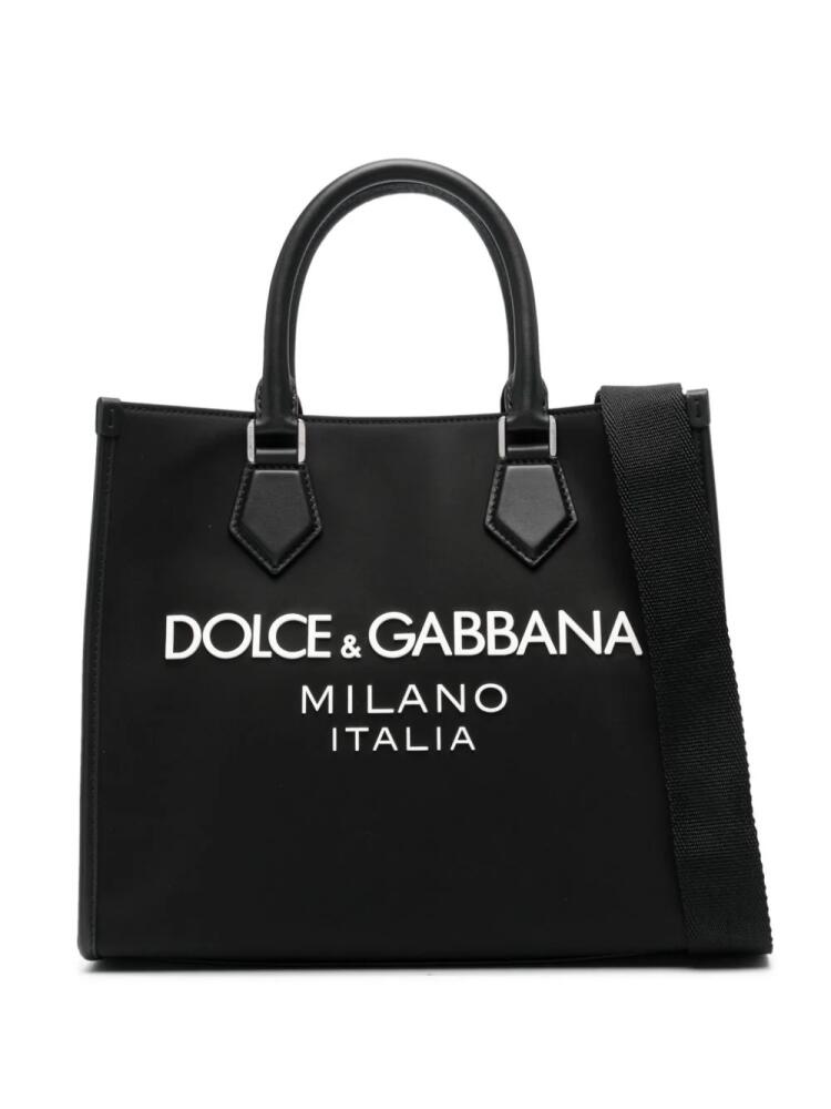 Dolce & Gabbana logo-embossed canvas tote bag - Black Cover