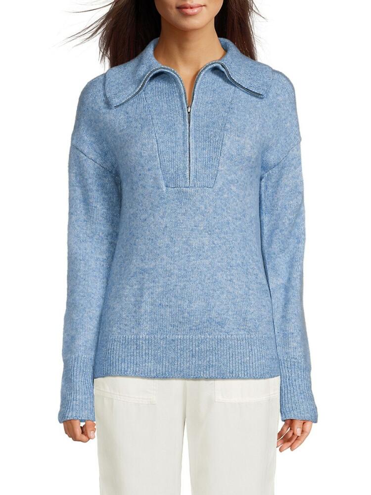 Saks Fifth Avenue Women's Drop Shoulder Quarter Zip Sweater - Blue Cover