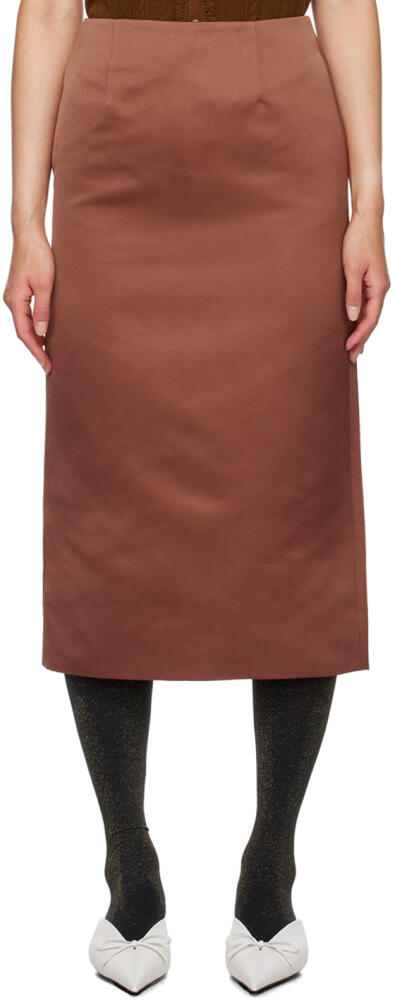 SHUSHU/TONG Brown Straight Fit Midi Skirt Cover