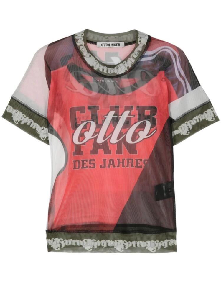 Ottolinger soccer-print mesh crop top - Red Cover