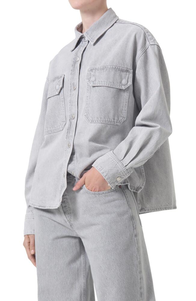 AGOLDE Gwen Denim Shirt Jacket in Rain Cover