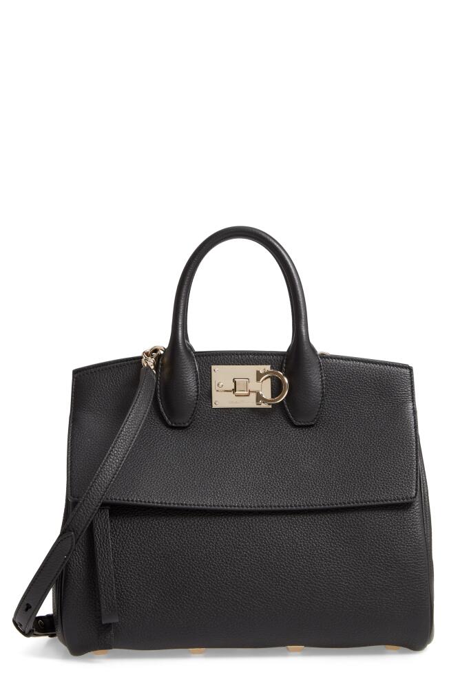 FERRAGAMO Small The Studio Leather Top Handle Bag in Nero Cover