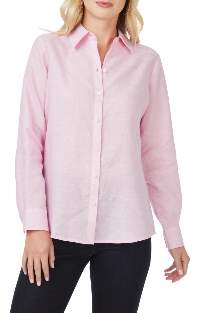 Foxcroft Jordan Linen Button-Up Shirt in Pure Pink Cover