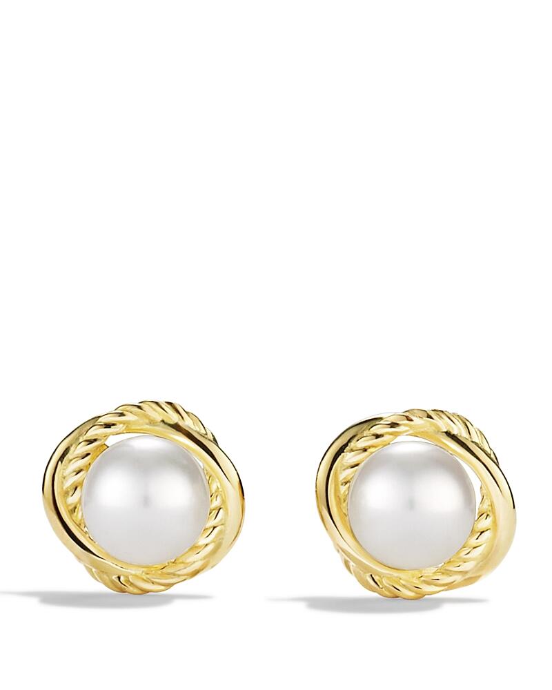 David Yurman Crossover Infinity Pearl Stud Earrings in 18K Yellow Gold with Pearls, 10mm Cover