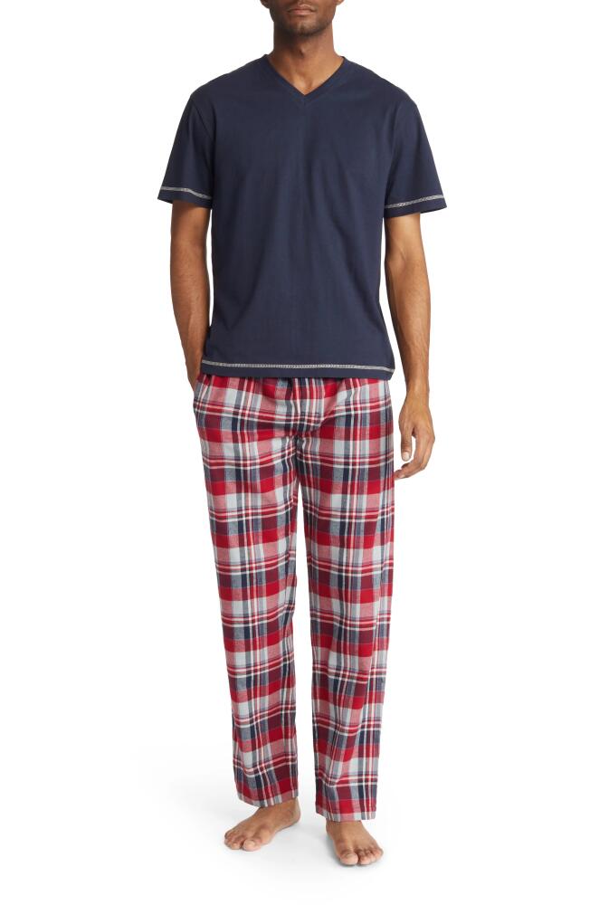 Majestic International Post Season T-Shirt & Flannel Pants Pajamas in Crimson/Navy Cover