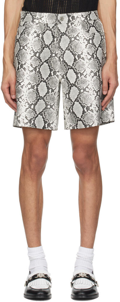 System Gray Printed Faux-Leather Shorts Cover