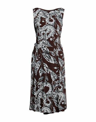 Cavalli Class Woman Midi dress Cocoa Viscose, Elastane Cover