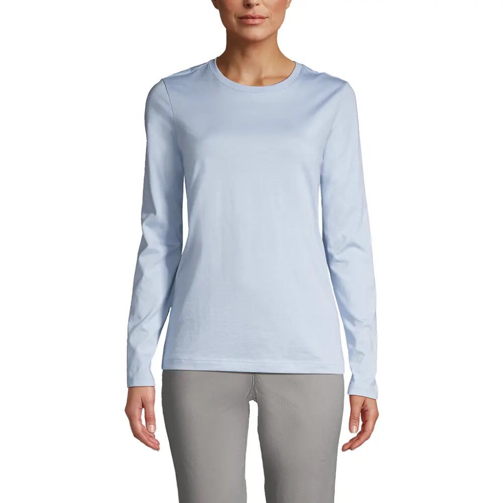 Lands' End Relaxed Supima Cotton Long Sleeve Crew Neck T-Shirt in Soft Blue Haze Cover