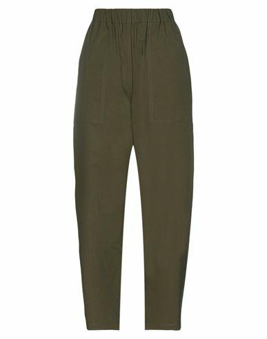 Niū Woman Pants Military green Cotton, Elastane Cover