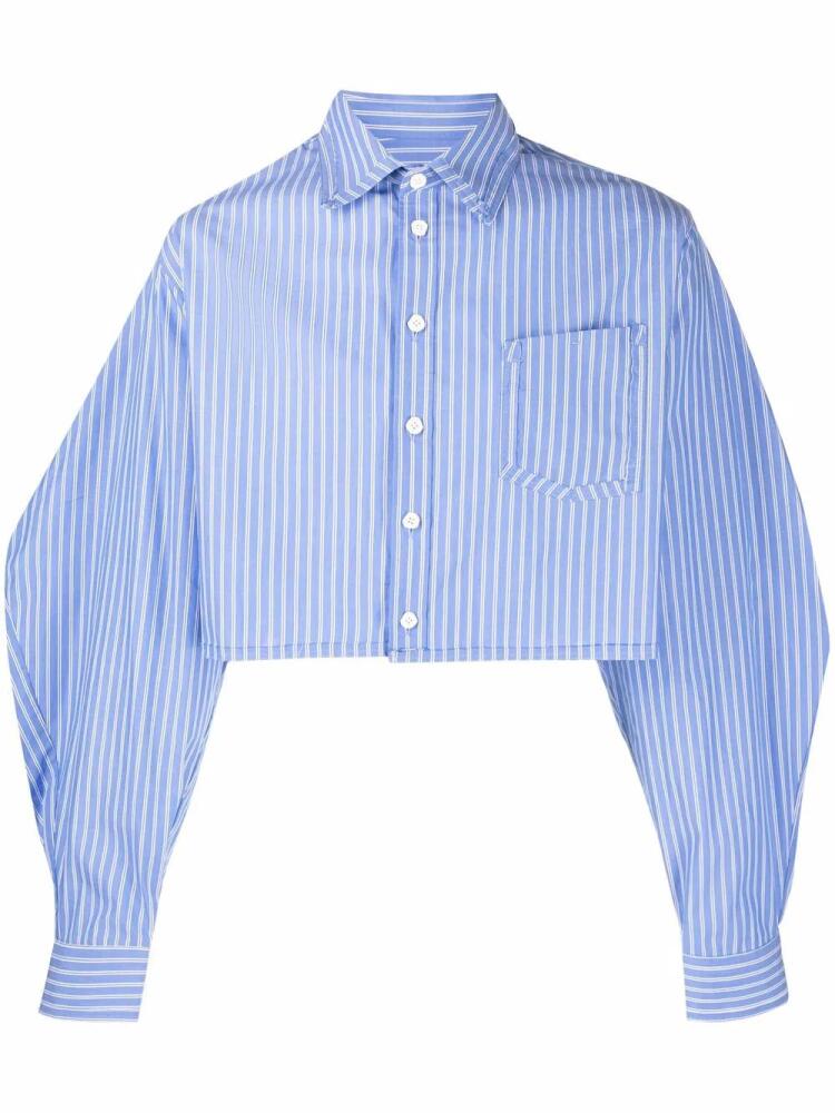 Ader Error striped cropped button-up shirt - Blue Cover