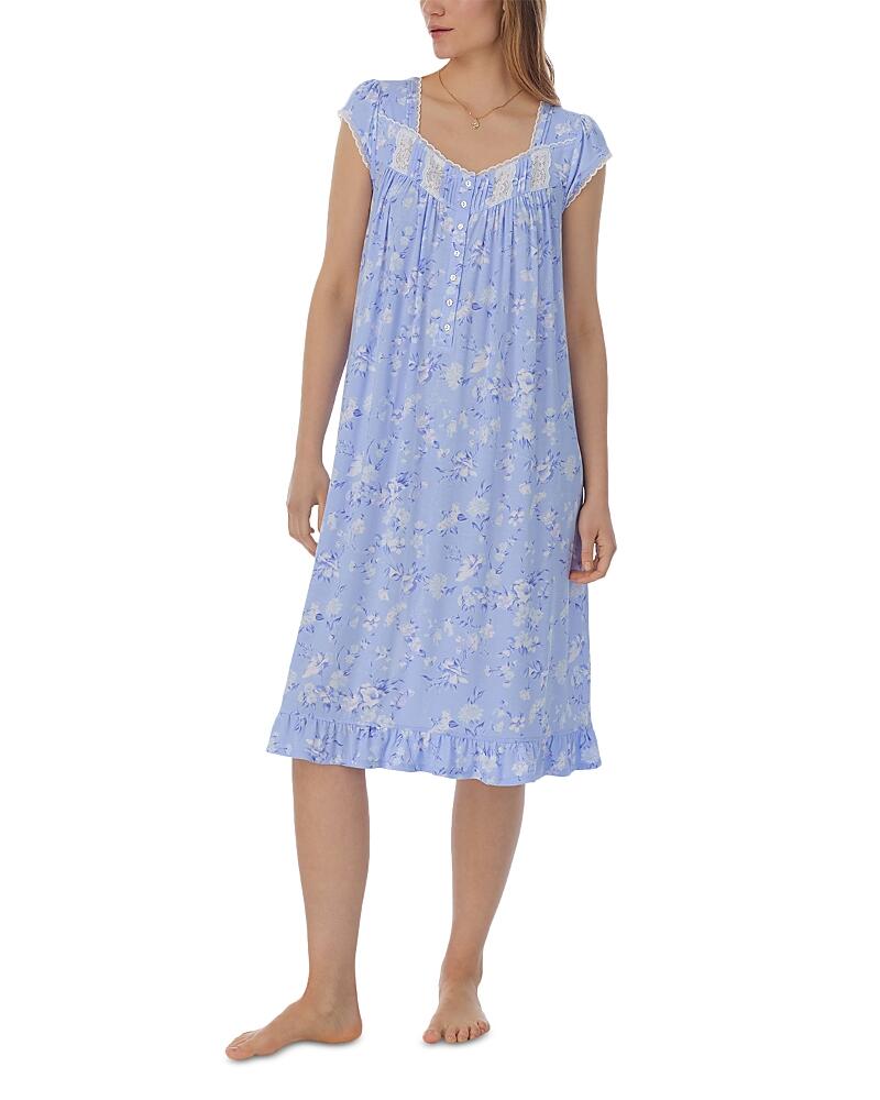 Eileen West Floral Lace Trim Waltz Nightgown Cover