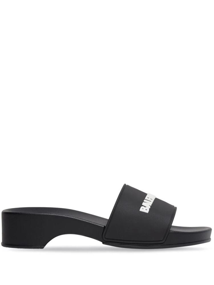 Balenciaga Pool-Clog logo slide sandals - Black Cover