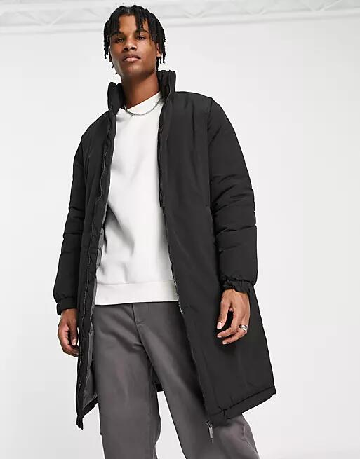 Selected Homme longline heavyweight puffer in black Cover