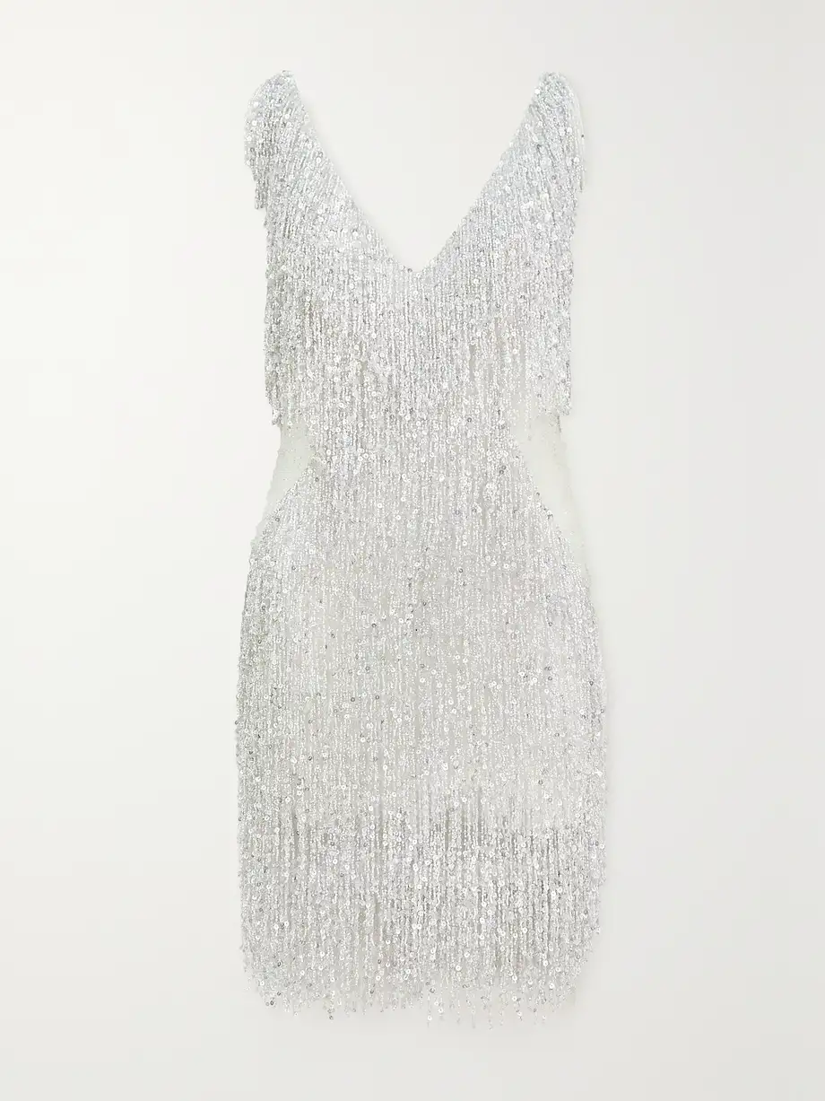 Naeem Khan - Gatsby Embellished Chiffon Mini Dress - White Cover