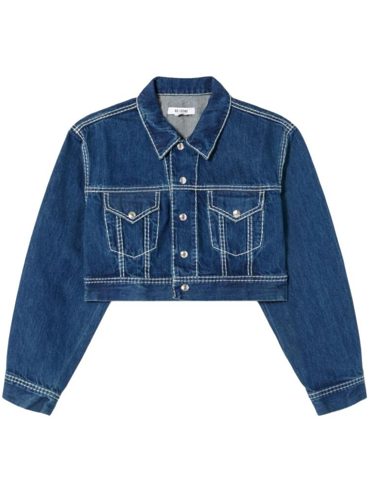 RE/DONE chunky stitch cropped denim jacket - Blue Cover