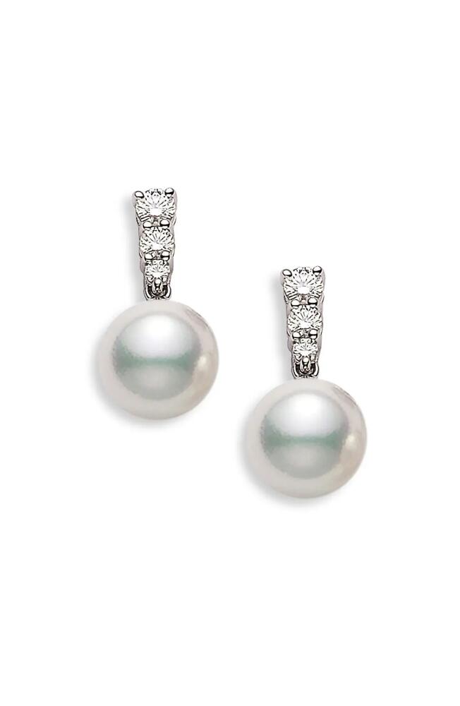 Mikimoto Morning Dew Akoya Cultured Pearl & Diamond Earrings in White Gold Cover