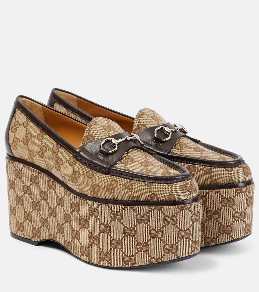 Gucci Horsebit GG canvas platform loafers Cover