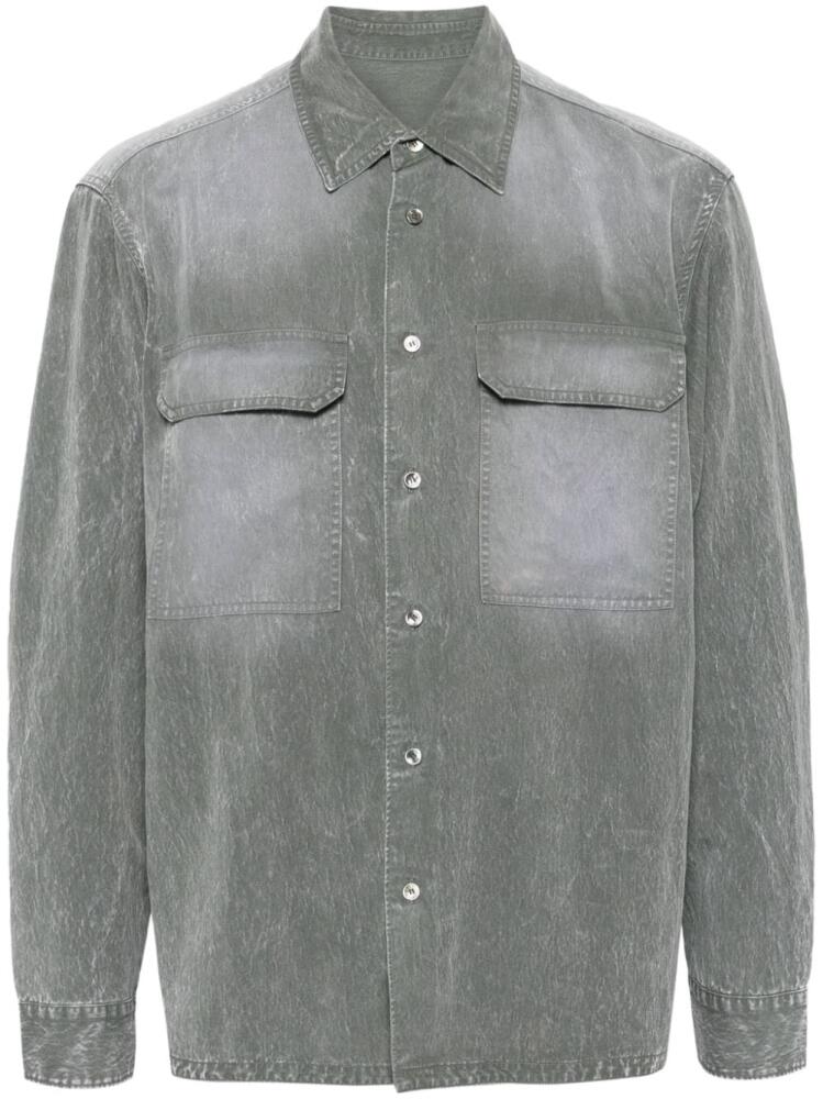 CROQUIS spread-collar denim shirt - Grey Cover